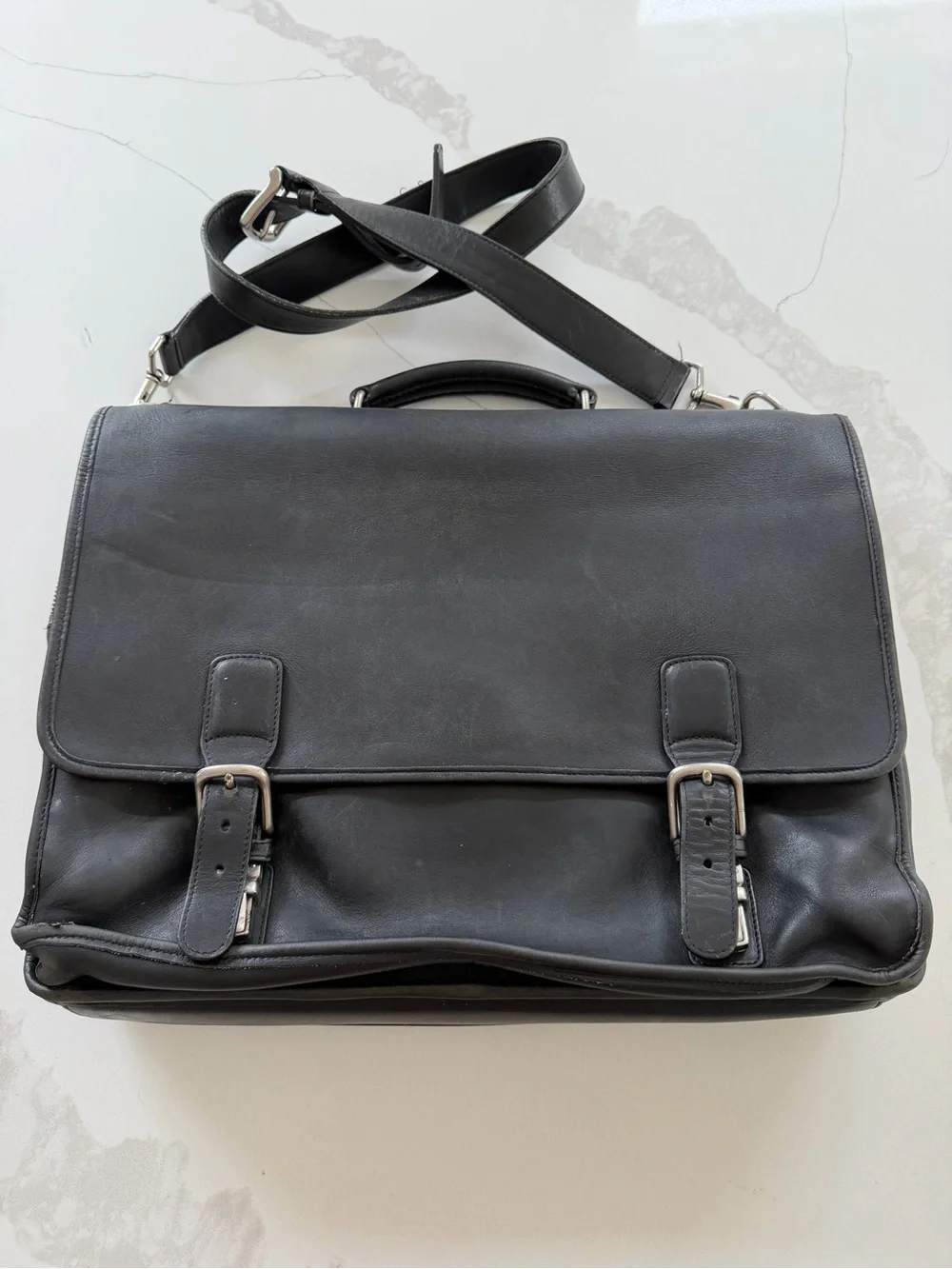 Vintage Coach 5810 Leather Briefcase Laptop Messenger Black Strap